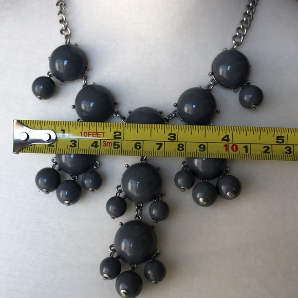 Gray and Silver-Tone Statement Necklace NWOT - Picture 5 of 6